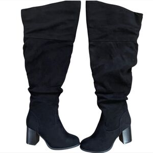 Kaisan Wide Calf Black Knee-High Women's Boots